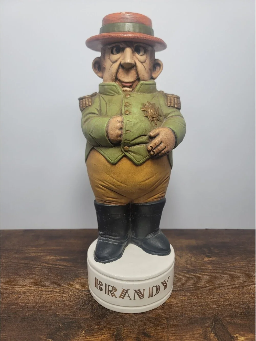 Vintage Brandy Decanter Figurine in Military Uniform